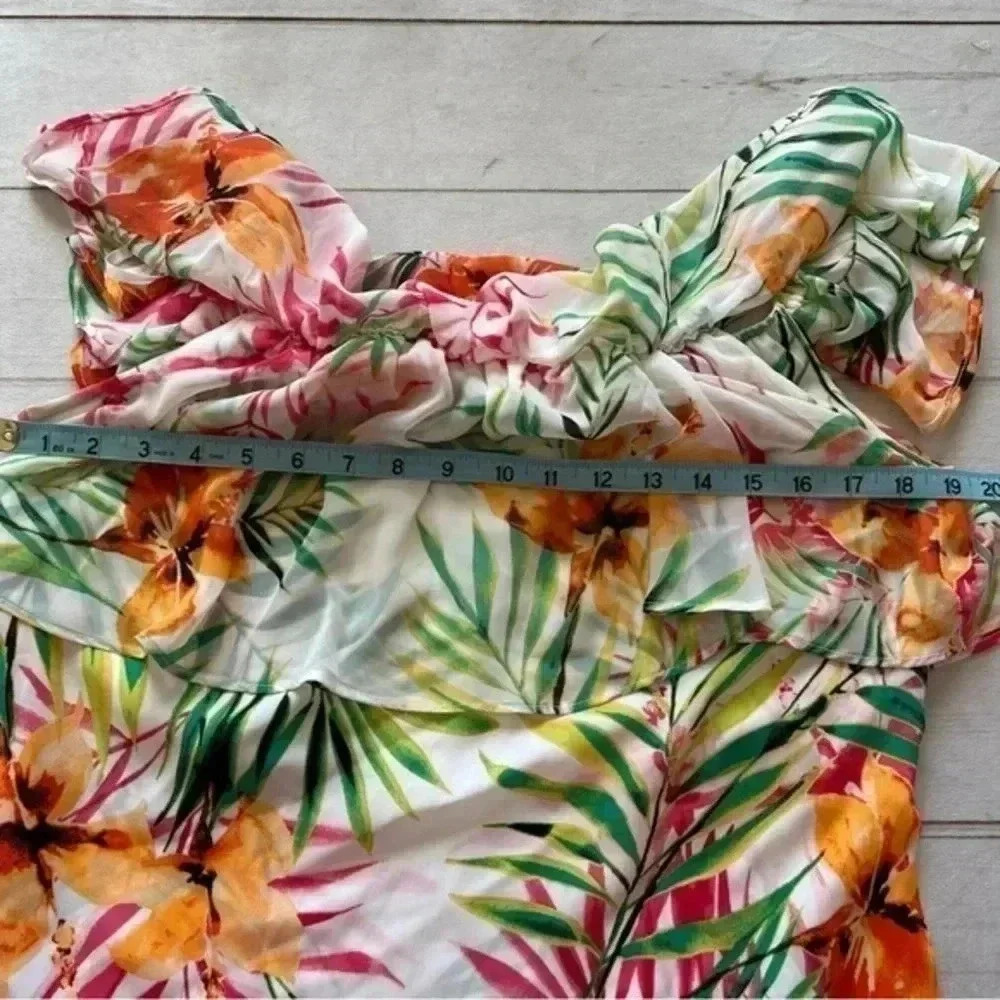 New NY & C 7th Avenue Design Womens Ruffled Floral Cold Shoulder Top siz… - Picture 10 of 12